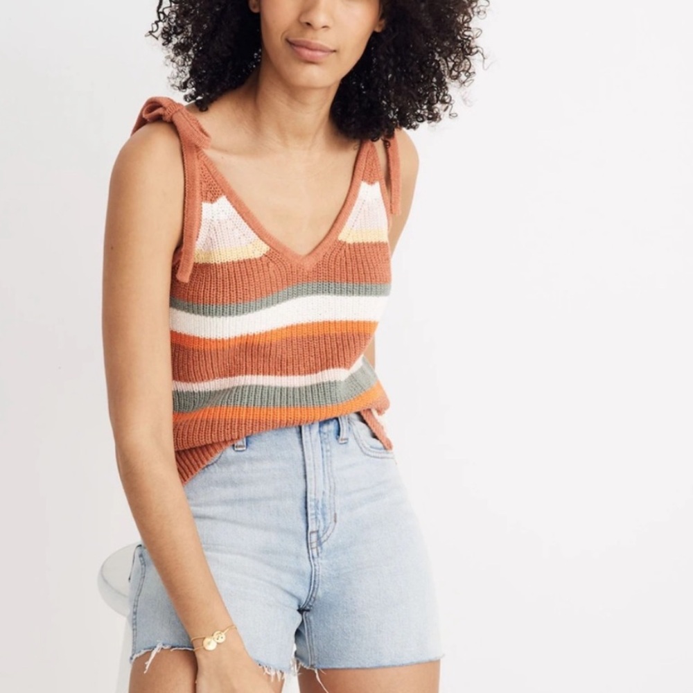 MADEWELL Striped Grandfield Tie Strap Sweater Tank Top